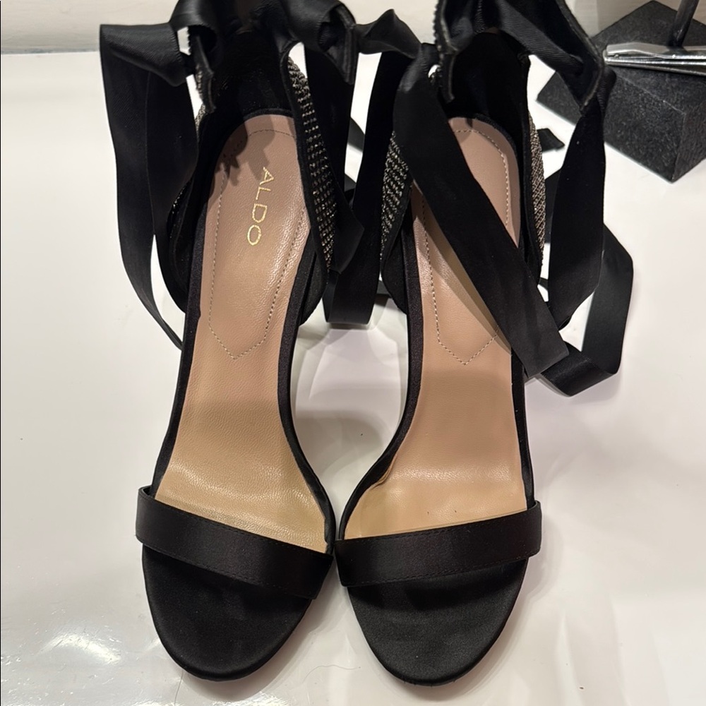 ALDO Black Women's Heels with Ribbon Detail